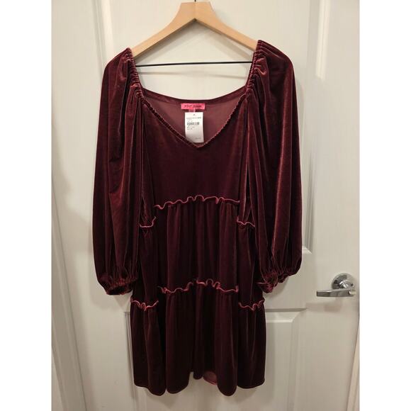 Betsey Johnson Red Velvet Mini Dress - Picture 1 of 7